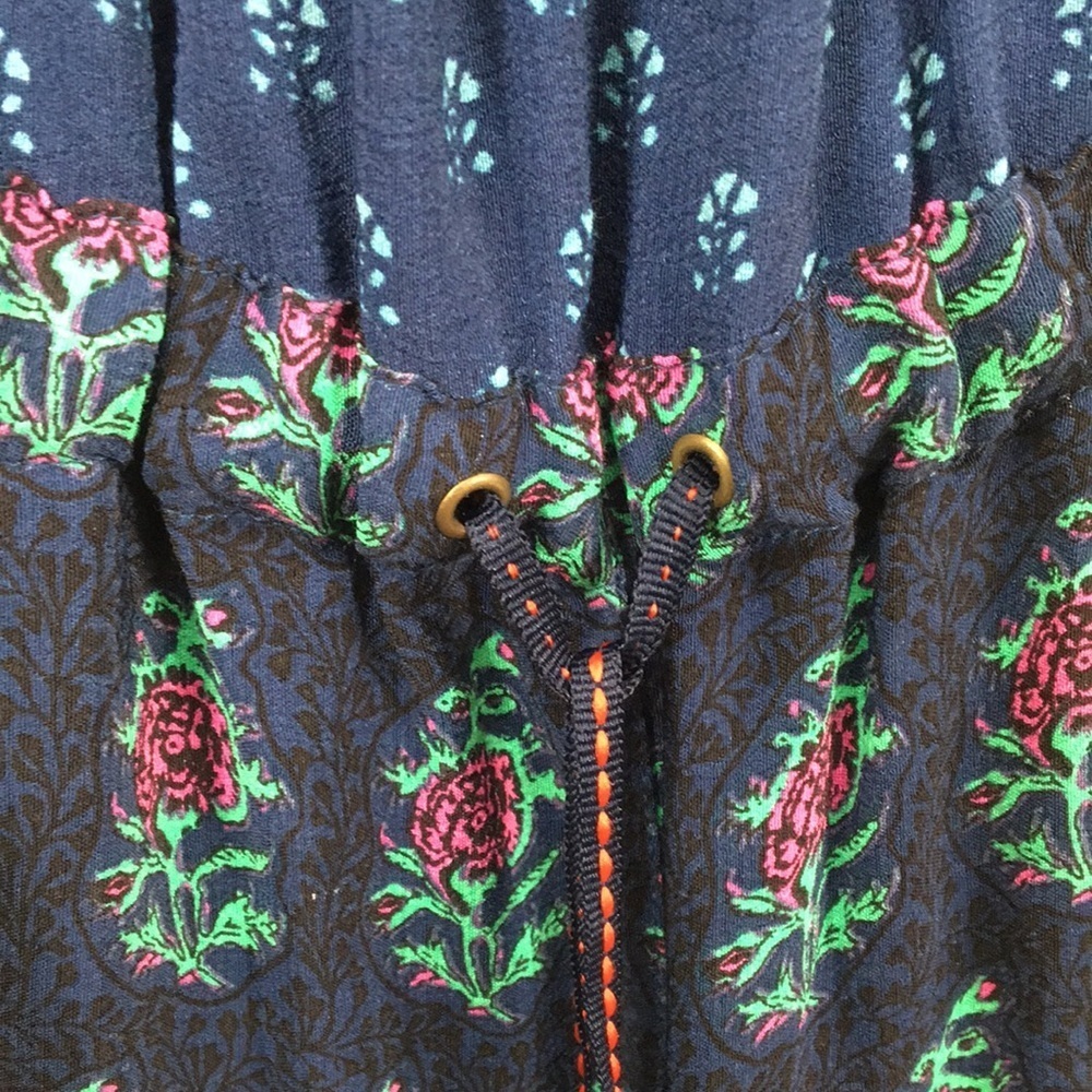 Anthropologie Kaleo Navy Floral Off the Shoulder romper Size XS NEW With Tags - Picture 9 of 16